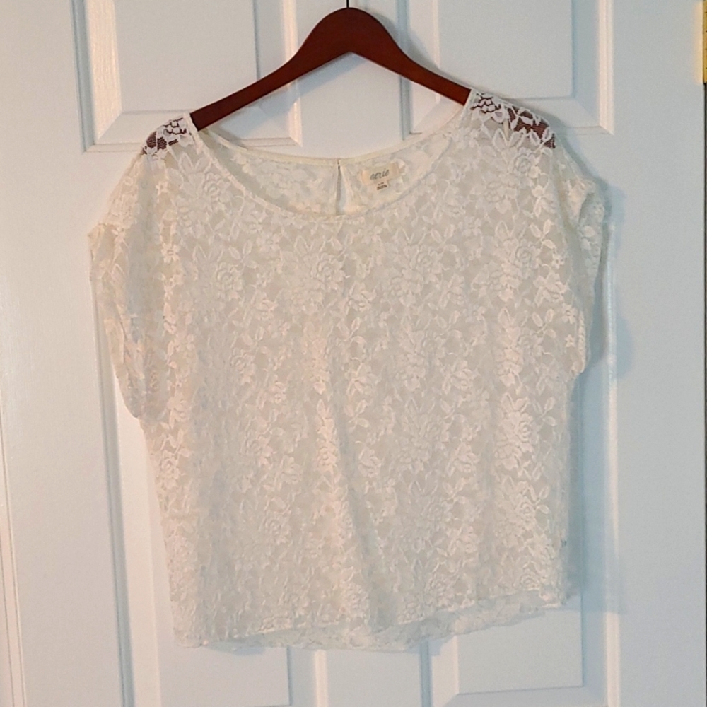 American Eagle XL White sheer lace top